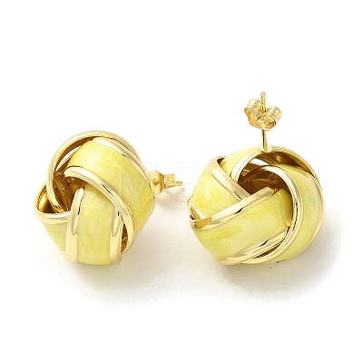 Real 18K Gold Plated Brass Enamel Stud Earrings for Women EJEW-M251-09G-01-1