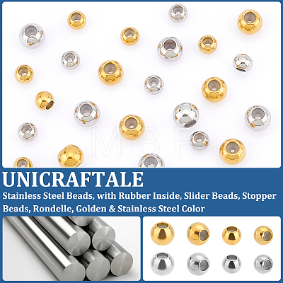 Unicraftale 24Pcs 4 Style 201 & 202 Stainless Steel Beads STAS-UN0043-18-1