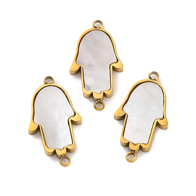 Ion Plating(IP) 304 Stainless Steel Pave Natural Shell Connector Charms STAS-Z100-03G-02-1