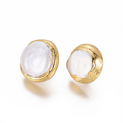 Natural Pearl Stud Earrings EJEW-F230-11G-1