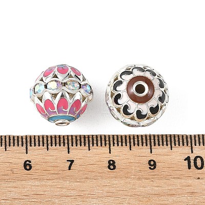 Brass & Alloy & Rhinestone Enamel Beads RB-CBA973B-11D-P-1