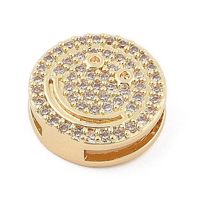 Brass Micro Pave Cubic Zirconia Slide Charms ZIRC-I068-28G-1