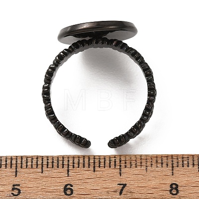 Flower 304 Stainless Steel Cuff Ring Components STAS-P454-05C-B-1