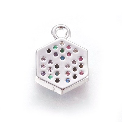 Brass Micro Pave Cubic Zirconia Charms ZIRC-L075-11A-P-1