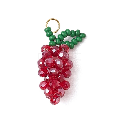 Handmade Glass Beaded Grape Pendants PALLOY-MZ00489-02-1