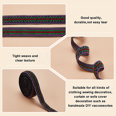 5 Yards Ethnic Style Embroidery Flat Polyester Elastic Rubber Cord/Band OCOR-BC0005-15B-1