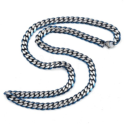 Matte Style 304 Stainless Steel Cuban Link Chain Necklaces for Men NJEW-B116-05BL-1