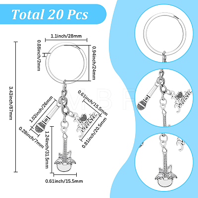 20Pcs Music Alloy Microphone & Word & Guitar Keychains KEYC-SC00042-1