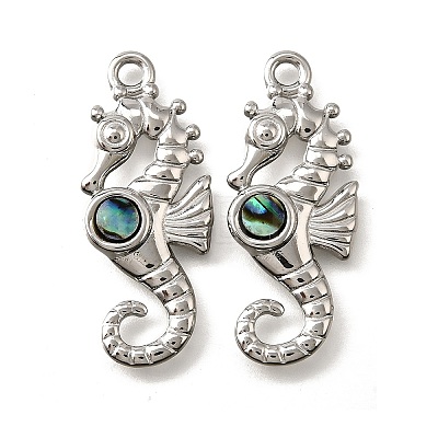 304 Stainless Steel Pave Natural Paua Shell Pendants STAS-C122-21D-01P-1