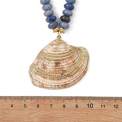 Ocean Electroplated Natural Scallop Shell Pendant Natural Mixed Stone Rondelle Braided Bead Necklaces NJEW-JN06445-1