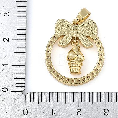 Christmas Theme Rack Plating Brass Micro Pave Cubic Zirconia Pendants KK-U032-14G-01-1