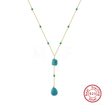 Natural Turquoise Teardrop Pendant Necklaces NJEW-L125-004G-1