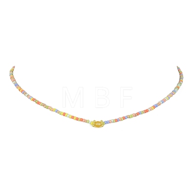 Natural Mixed Gemstone & Glass Seed Beaded Necklace NJEW-JN04426-1