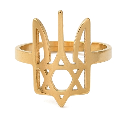 Star of David 304 Stainless Steel Adjustable Rings for Unisex RJEW-F163-03G-1