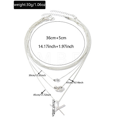 Summer Beach Plastic Pearl and CCB Plastic Bead & Alloy Starfish Pendant Multi Layered Necklaces for Women WG66952-01-1
