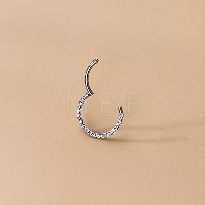 F136 Titanium Alloy Micro Pave Clear Cubic Zirconia Cartilage Earrings WG72C09-06-1-1