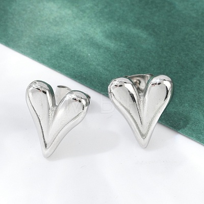 Non-Tarnish 304 Stainless Steel Heart Stud Earrings for Women EJEW-F300-09P-1