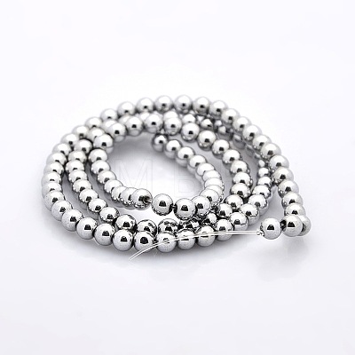 Round Non-magnetic Synthetic Hematite Beads Strands G-P061-62P-1