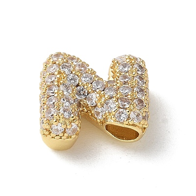 Brass Micro Pave Cubic Zirconia Beads KK-P290-61G-Z-1