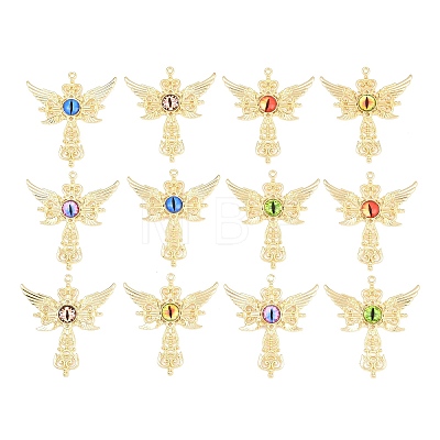 Printed Evil Eye Resin Alloy Big Pendants FIND-E048-01G-1