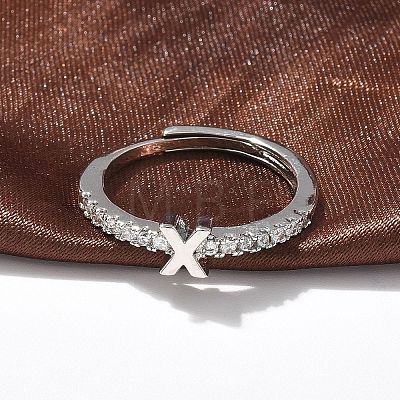 S925 Sterling Silver Adjustable Letter Rings for Women RJEW-M068-01P-X-1