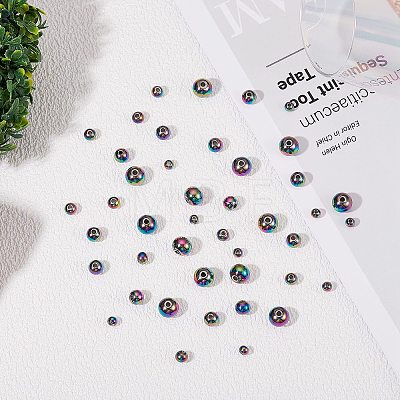 80Pcs 4 Style Rack Plating Rainbow Color 304 Stainless Steel Beads STAS-SZ0002-38-1