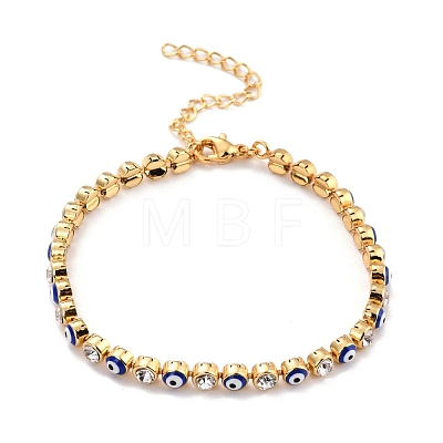 Flat Round with Evil Eye Link Chain Bracelet BJEW-C007-05G-02-1