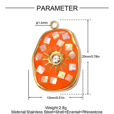 304 Stainless Steel Enamel Pendants STAS-OY013-32G-1