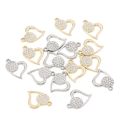 16Pcs 2 Colors Rack Plating Alloy Micro Pave Rhinestone Pendants FIND-TA0010-16-1