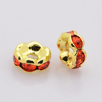 Brass Rhinestone Spacer Beads RB-A014-L8mm-20G-1