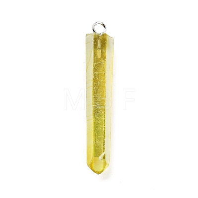 Electroplated Natural Quartz Pendants G-P315-B01-02P-1