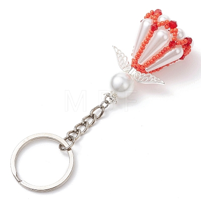 Glass Seed Bead with Acrylic Angel Keychain KEYC-MZ00026-04-1