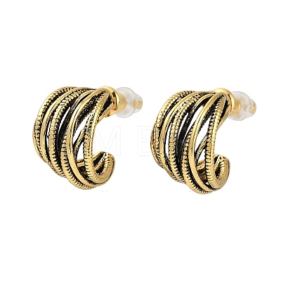 Brass C-Shaped Stud Earrings EJEW-Q391-03AG-1