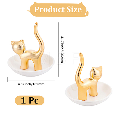 1Pc Cat Shape Ceramic Jewelry Decorative Plates ODIS-BBC0001-11A-1