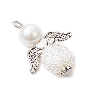 Glass Pearl Round Beads & ABS Plastic Imitation Pearl Beads Pendants PALLOY-JF04094-02-1