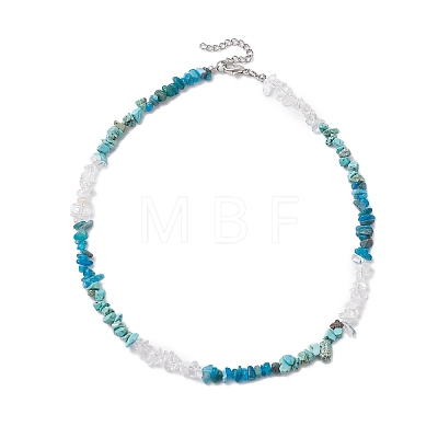 Natural Howlite & Apatite & Quartz Crystal Chip Beaded Necklaces NJEW-JN05099-05-1