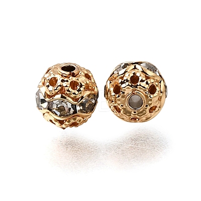 Brass Rhinestone Beads RB-K001-01G-04-1