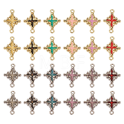  48Pcs 12 Styles Rack Plating Alloy Enamel Connector Charms FIND-TA0002-85-1