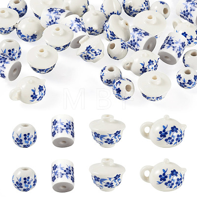 32Pcs 4 Styles Handmade Porcelain Beads PORC-TA0001-78B-1