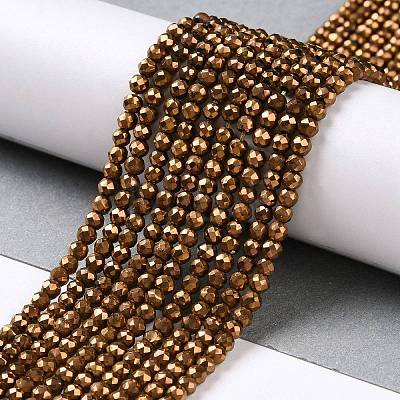 Electroplate Glass Beads Strands GLAA-H021-01B-FP01-1