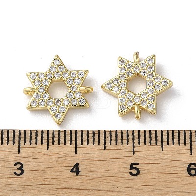 Rack Plating Brass Micro Pave Clear Cubic Zirconia Connector Charms KK-P245-03G-1