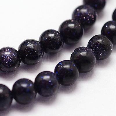 Blue Goldstone Beads Strands G-N0200-01C-3mm-1