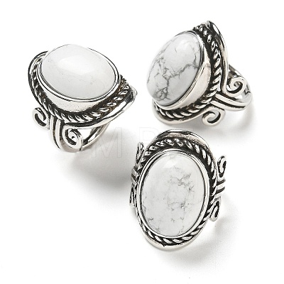 Natural Howlite Adjustable Rings RJEW-I108-01AS-01-1