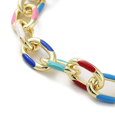 Brass Cable with Enamel Chain Necklaces NJEW-L170-12G-1