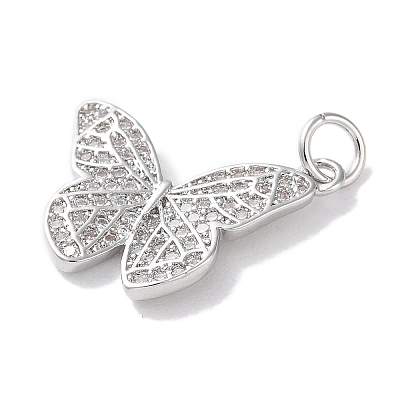 Rack Plating Brass Micro Pave Clear Cubic Zirconia Pendants KK-Z039-20P-1