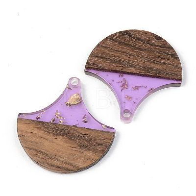 Transparent Resin & Walnut Wood Pendants RESI-S389-046B-B01-1