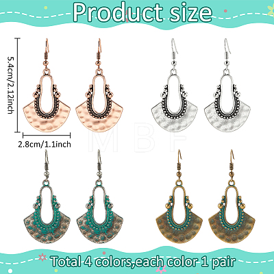 ANATTASOUL 4 Pairs 4 Colors Hollow Teardrop Alloy Dangle Earrings with Brass Pins for Women EJEW-AN0004-57-1