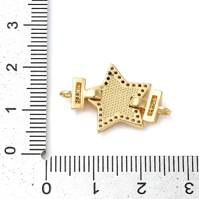 Rack Plating Brass Micro Pave Cubic Zirconia Star Connector Charms KK-K385-101G-02-1