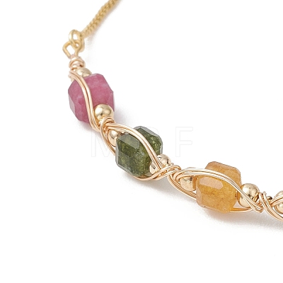 Natural Multicolor Tourmaline Cube Beads Slider Bracelets BJEW-JB13345-01-1