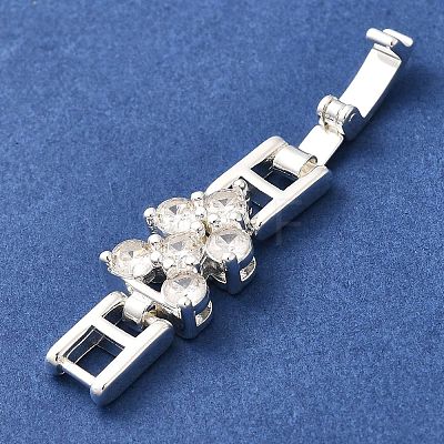 Brass Micro Pave Clear Cubic Zirconia Fold Over Clasps KK-Q043-21S-1